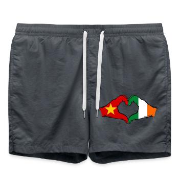 Vietnam Irlande Drapeau Mains Coeur Forme - Short de bain - charbon - Devant - AI Model Male 185 light (185cm)