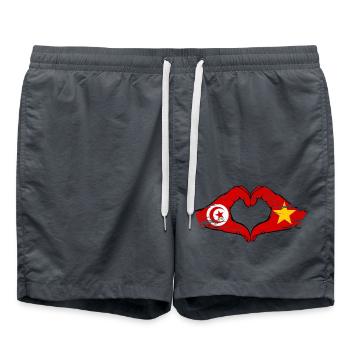 Tunisia Vietnam flag hands heart shape used - Swim Trunks - anthracite - Front - AI Model Male 185 light (185cm)