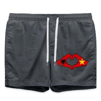 Albanie Vietnam Drapeau Mains Coeur Forme Utilisé - Short de bain - charbon - Devant - AI Model Male 185 light (185cm)