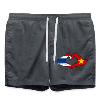 Thailand Vietnam Flag Hands Heart Shape Used - Swim Trunks - anthracite - Front - AI Model Male 185 light (185cm)