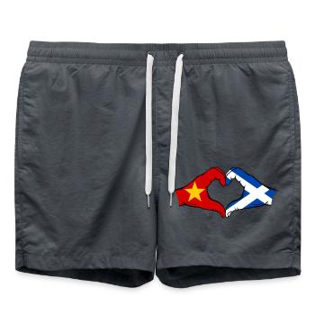 Vietnam Ecosse Drapeau Mains Coeur Forme - Short de bain - charbon - Devant - AI Model Male 185 light (185cm)