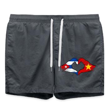 Cuba Vietnam drapeau mains forme coeur utilisé - Short de bain - charbon - Devant - AI Model Male 185 light (185cm)
