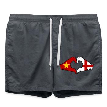 Vietnam England Flag Hands Heart Shape - Swim Trunks - anthracite - Front - AI Model Male 185 light (185cm)