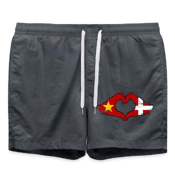Vietnam Denmark flag hands heart shape used - Swim Trunks - anthracite - Front - AI Model Male 185 light (185cm)