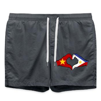 Vietnam Philippines Drapeau Mains Coeur Forme - Short de bain - charbon - Devant - AI Model Male 185 light (185cm)