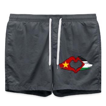 Vietnam Palestine drapeau mains forme coeur utilisé - Short de bain - charbon - Devant - AI Model Male 185 light (185cm)