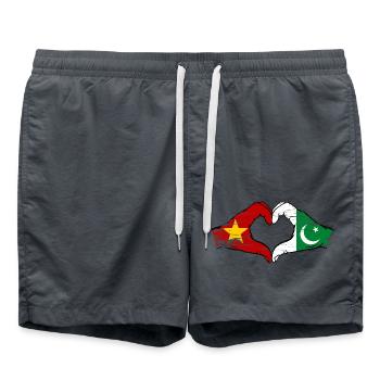 Vietnam Pakistan drapeau mains forme de coeur utilisé - Short de bain - charbon - Devant - AI Model Male 185 light (185cm)