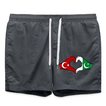 Turkey Pakistan Flag Hands Heart Shape - Swim Trunks - anthracite - Front - AI Model Male 185 light (185cm)