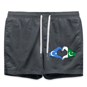 Uyghurs Pakistan Flag Hands Heart Shape - Swim Trunks - anthracite - Front - AI Model Male 185 light (185cm)