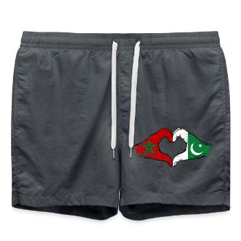 Drapeau du Maroc Pakistan mains en forme de coeur utilisé - Short de bain - charbon - Devant - AI Model Male 185 light (185cm)