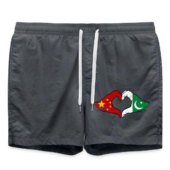 China Pakistan flag hands heart shape used - Swim Trunks - anthracite - Front - AI Model Male 185 light (185cm)