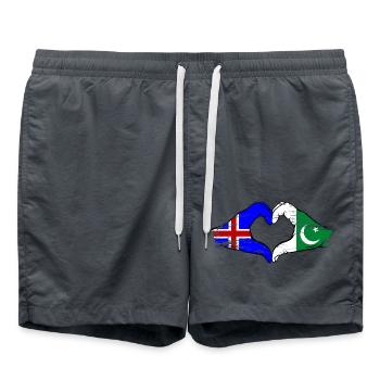 Iceland Pakistan flag hands heart shape used - Swim Trunks - anthracite - Front - AI Model Male 185 light (185cm)