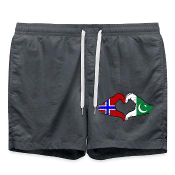 Norway Pakistan Flag Hands Heart Shape Used - Swim Trunks - anthracite - Front - AI Model Male 185 light (185cm)