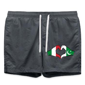 Italy Pakistan Flag Hands Heart Shape - Swim Trunks - anthracite - Front - AI Model Male 185 light (185cm)