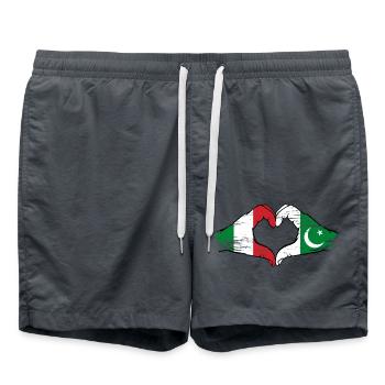 Italy Pakistan Flag Hands Heart Shape Used - Swim Trunks - anthracite - Front - AI Model Male 185 light (185cm)