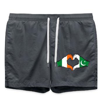 Ireland Pakistan Flag Hands Heart Shape - Swim Trunks - anthracite - Front - AI Model Male 185 light (185cm)