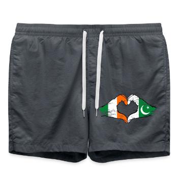 Ireland Pakistan flag hands heart shape used - Swim Trunks - anthracite - Front - AI Model Male 185 light (185cm)