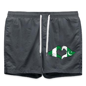 Nigeria Pakistan drapeau mains forme de coeur utilisé - Short de bain - charbon - Devant - AI Model Male 185 light (185cm)