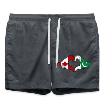 Kanada Pakistan Flagge Hände Herzform used - Badeshorts - Anthrazit - Vorne - AI Model Male 185 light (185cm)