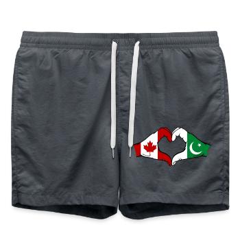 Canada Pakistan drapeau mains coeur forme - Short de bain - charbon - Devant - AI Model Male 185 light (185cm)