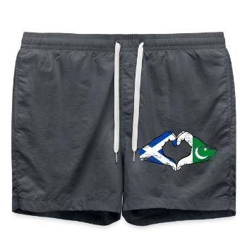 Écosse Pakistan drapeau mains forme de coeur utilisé - Short de bain - charbon - Devant - AI Model Male 185 light (185cm)