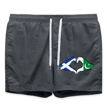 Ecosse Pakistan Drapeau Mains Coeur Forme - Short de bain - charbon - Devant - AI Model Male 185 light (185cm)