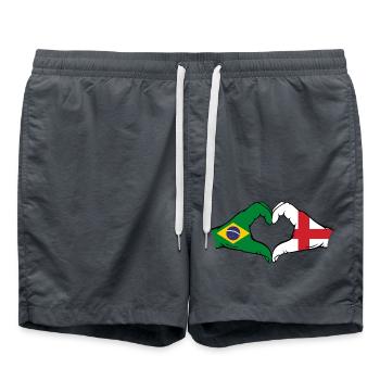 Brésil Angleterre Drapeau Mains Coeur Forme - Short de bain - charbon - Devant - AI Model Male 185 light (185cm)