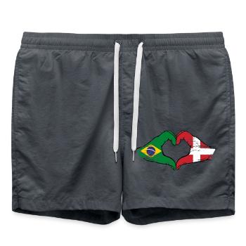 Brésil Danemark drapeau mains forme de coeur utilisé - Short de bain - charbon - Devant - AI Model Male 185 light (185cm)