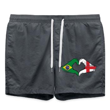 Brasilien England Flagge Hände Herzform used - Badeshorts - Anthrazit - Vorne - AI Model Male 185 light (185cm)