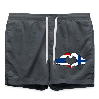 Thaïlande Finlande Drapeau Mains Coeur Forme - Short de bain - charbon - Devant - AI Model Male 185 light (185cm)