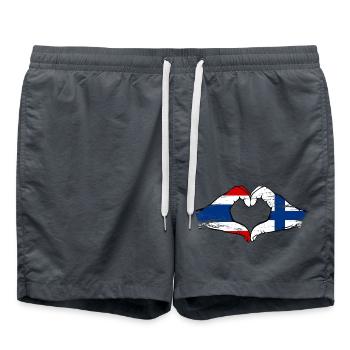 Thaïlande Finlande Drapeau Mains Coeur Forme - Short de bain - charbon - Devant - AI Model Male 185 light (185cm)
