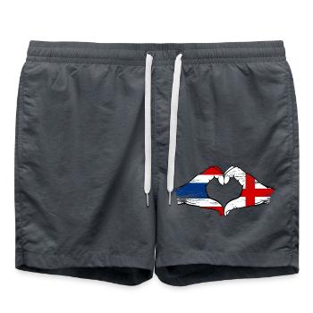 Thaïlande Angleterre Drapeau Mains Coeur Forme Utilisé - Short de bain - charbon - Devant - AI Model Male 185 light (185cm)