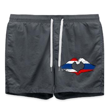 Thailand Russia Flag Hands Heart Shape Used - Swim Trunks - anthracite - Front - AI Model Male 185 light (185cm)