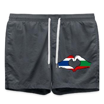 Thailand Bulgarien Flagge Hände Herzform - Badeshorts - Anthrazit - Vorne - AI Model Male 185 light (185cm)