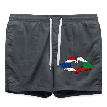 Thailand Bulgaria flag hands heart shape used - Swim Trunks - anthracite - Front - AI Model Male 185 light (185cm)