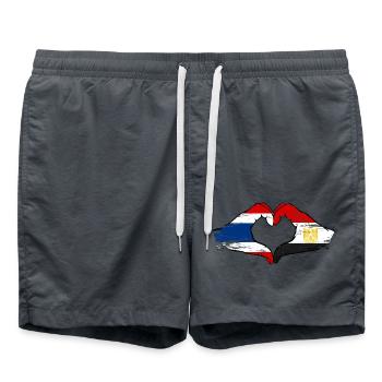 Thailand Egypt Flag Hands Heart Shape Used - Swim Trunks - anthracite - Front - AI Model Male 185 light (185cm)