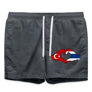 Turquie Thaïlande drapeau mains forme coeur - Short de bain - charbon - Devant - AI Model Male 185 light (185cm)