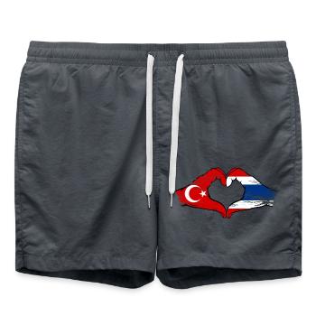 Turquie Drapeau de la Thaïlande mains en forme de coeur utilisé - Short de bain - charbon - Devant - AI Model Male 185 light (185cm)