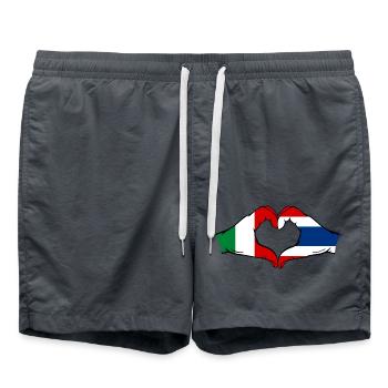 Italy Thailand Flag Hands Heart Shape - Swim Trunks - anthracite - Front - AI Model Male 185 light (185cm)
