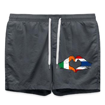 Irlande, drapeau de la Thaïlande, aiguilles, forme de coeur utilisé - Short de bain - charbon - Devant - AI Model Male 185 light (185cm)