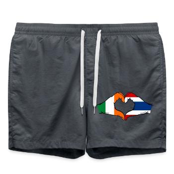 Ireland Thailand Flag Hands Heart Shape - Swim Trunks - anthracite - Front - AI Model Male 185 light (185cm)