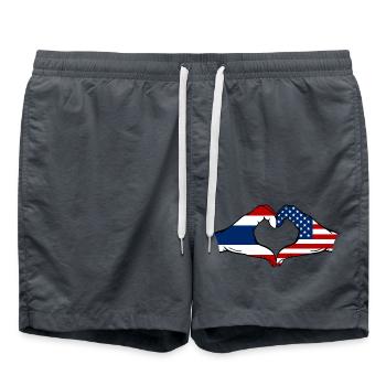 Thailand USA Flagge Hände Herzform - Badeshorts - Anthrazit - Vorne - AI Model Male 185 light (185cm)