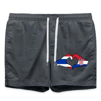 Kroatien Thailand Flagge Hände Herzform - Badeshorts - Anthrazit - Vorne - AI Model Male 185 light (185cm)