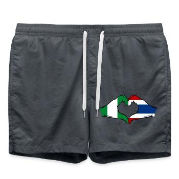 Nigeria Thailand Flag Hands Heart Shape - Swim Trunks - anthracite - Front - AI Model Male 185 light (185cm)