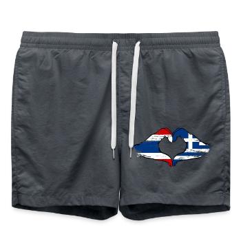 Thaïlande Grèce Drapeau Mains Coeur Forme Utilisé - Short de bain - charbon - Devant - AI Model Male 185 light (185cm)