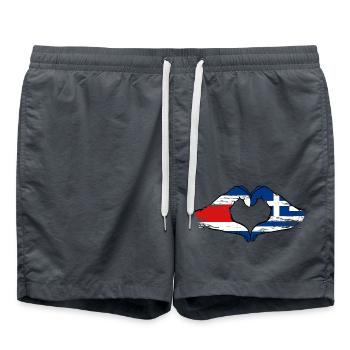 Costa Rica Griechenland Flagge Hände Herzform used - Badeshorts - Anthrazit - Vorne - AI Model Male 185 light (185cm)