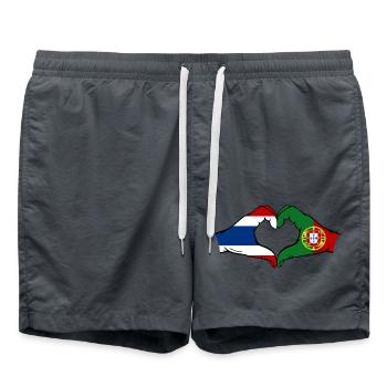 Thaïlande, Portugal, Drapeau, Mains, Coeur - Short de bain - charbon - Devant - AI Model Male 185 light (185cm)