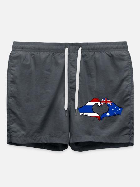 Thailand Australien Flagge Hände Herzform - Badeshorts - Anthrazit