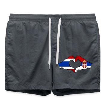 Thailand Serbien Flagge Hände Herzform - Badeshorts - Anthrazit - Vorne - AI Model Male 185 light (185cm)
