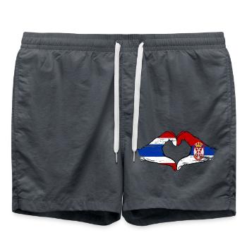 Thaïlande Serbie drapeau mains forme de coeur utilisé - Short de bain - charbon - Devant - AI Model Male 185 light (185cm)